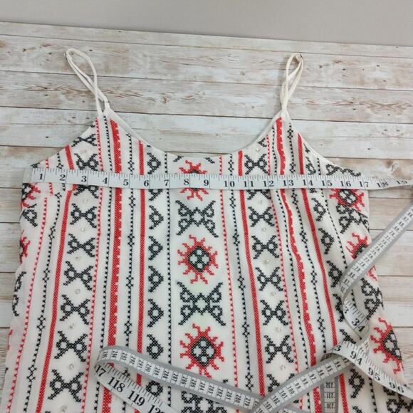 Sam Edelman Cross Stitch Red White Blue Embellished Slip Dress Size Medium NWT - Picture 7 of 9